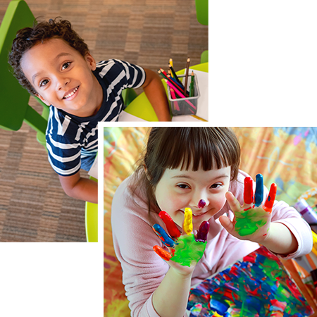 Children painting and drawing